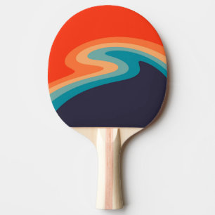 Farbenfrohe Retrostil, wirres Design Tischtennis Schläger