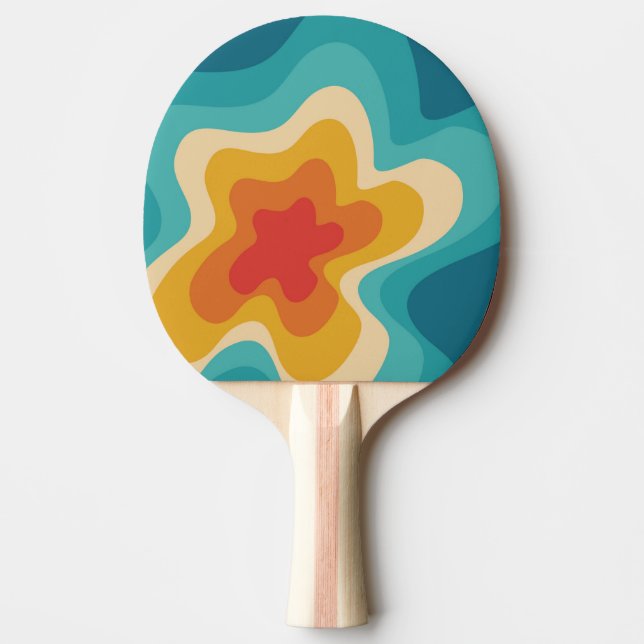 Farbenfrohe Retrostil, wirres Design Tischtennis Schläger (Vorderseite)