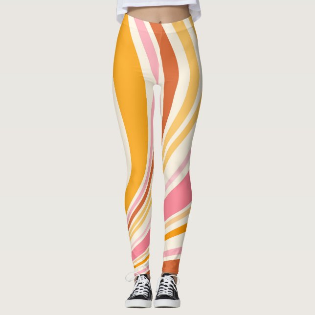 Farbenfrohe Retrovibes Leggings (Vorderseite)