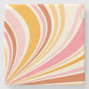 Farbenfrohe Retrovibes Steinuntersetzer