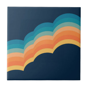 Farbenfrohe Retrowolken-Design Fliese
