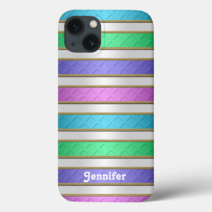 Farbenfrohe Ribbons Personalisierte Kunst iPhone 13 Hülle