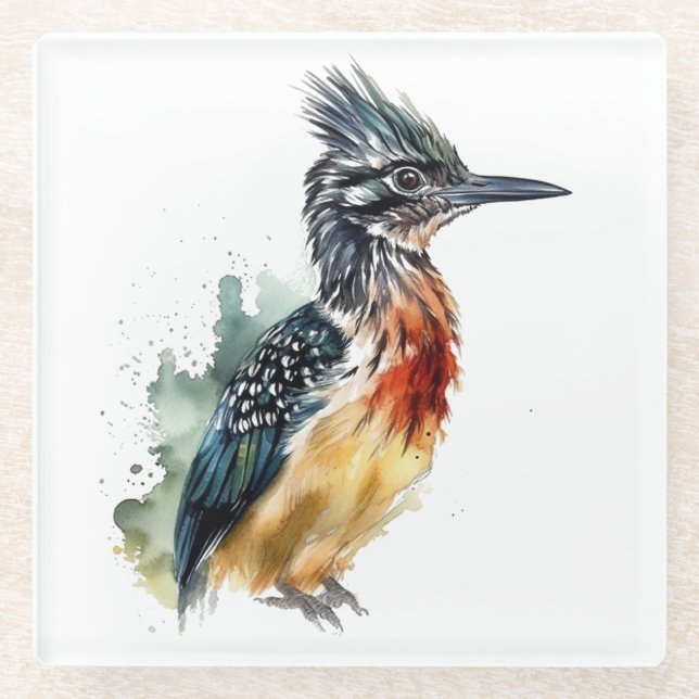 Farbenfrohe Roadrunner in Wasserfarbe Glasuntersetzer (Vorderseite)
