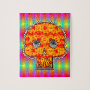 Farbenfrohe Robot Skull auf Regenbogenuntergrund