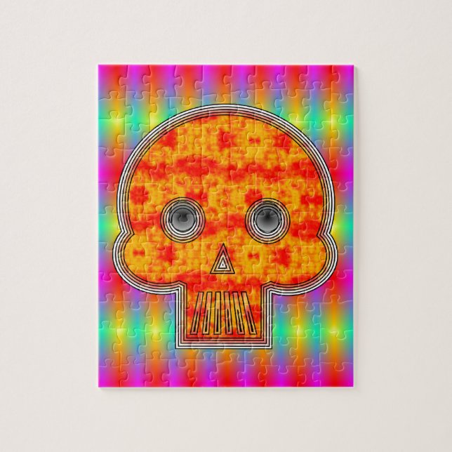Farbenfrohe Robot Skull auf Regenbogenuntergrund (Vertikal)