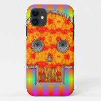 Farbenfrohe Robot Skull auf Regenbogenuntergrund