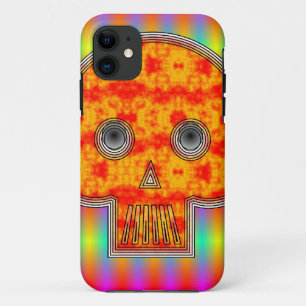 Farbenfrohe Robot Skull auf Regenbogenuntergrund Case-Mate iPhone Hülle