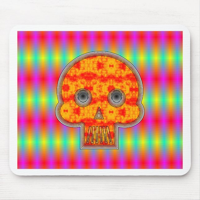 Farbenfrohe Robot Skull auf Regenbogenuntergrund Mousepad (Vorne)