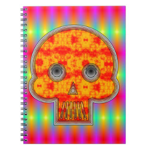 Farbenfrohe Robot Skull auf Regenbogenuntergrund Notizblock