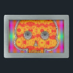 Farbenfrohe Robot Skull auf Regenbogenuntergrund Rechteckige Gürtelschnalle<br><div class="desc">Ein sci-fi inspiriert Roboterschädel. Alle digitalen Bilder. Original zeichnend.</div>
