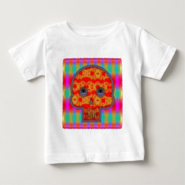Farbenfrohe Robot Skull Painting Baby T-shirt (Vorderseite)