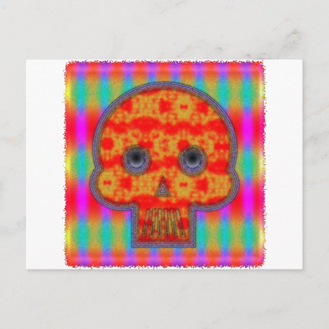 Farbenfrohe Robot Skull Painting Postkarte (Vorderseite)
