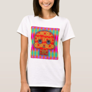 Farbenfrohe Robot Skull Painting T-Shirt