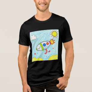 Farbenfrohe Rocket Doodle Spaß Weltraumkunst Tri-Blend Shirt