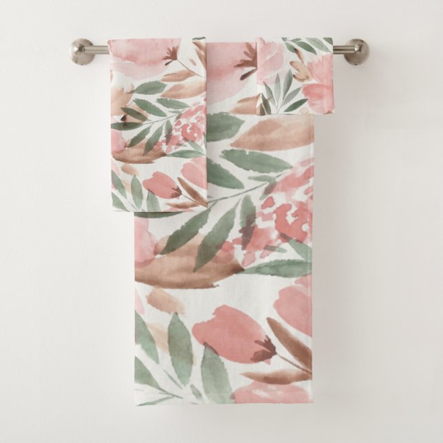 Farbenfrohe, romantische Blumenmuster Badhandtuch Set (Insitu)