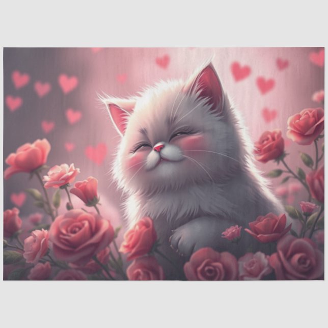 Farbenfrohe romantische Katzen - Tissue Paper Seidenpapier (Vorderseite)