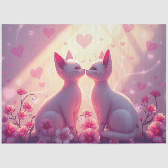 Farbenfrohe romantische Katzen - Tissue Paper Seidenpapier (Vorderseite)