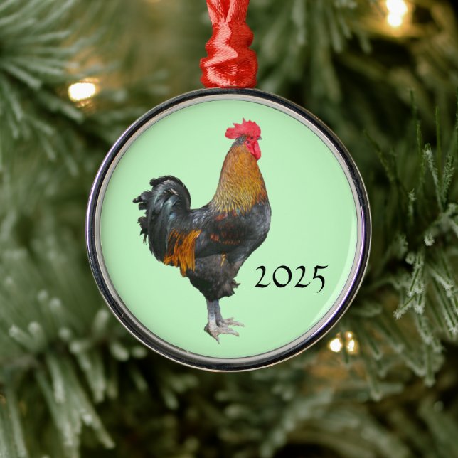 Farbenfrohe Rooster-Ornament Ornament Aus Metall (Baum)