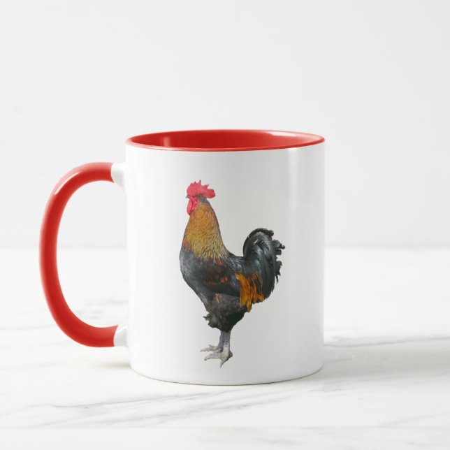 Farbenfrohe Rooster-Tasse Tasse (Links)