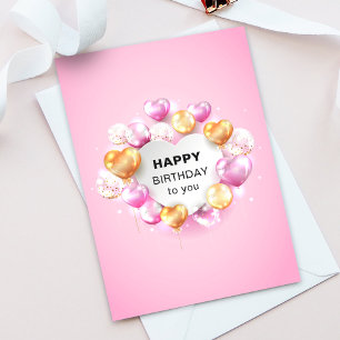 Farbenfrohe rosa Ballons Grußkarte zum Geburtstag Dankeskarte