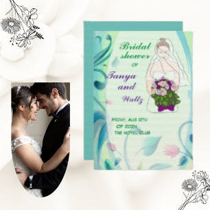 Farbenfrohe rosa Blume Border Brautparty Einladung