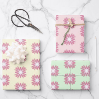 Farbenfrohe rosa Blume Muster anpassbar Geschenkpapier Set