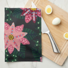 Farbenfrohe rosa BlütenBouquet Geschirrtuch