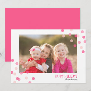 Farbenfrohe rosa Confetti Foto Happy Holidays Card Einladung