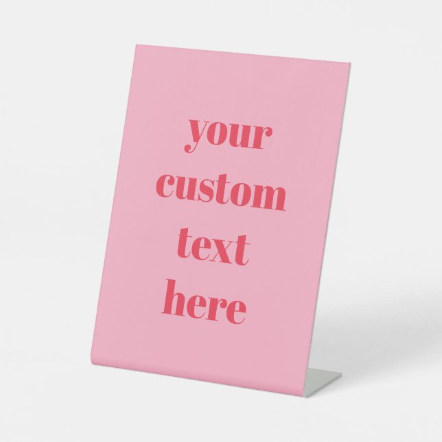 Farbenfrohe Rosa Dein Text hier Hochzeitssache Sockelschild (Vorderseite)