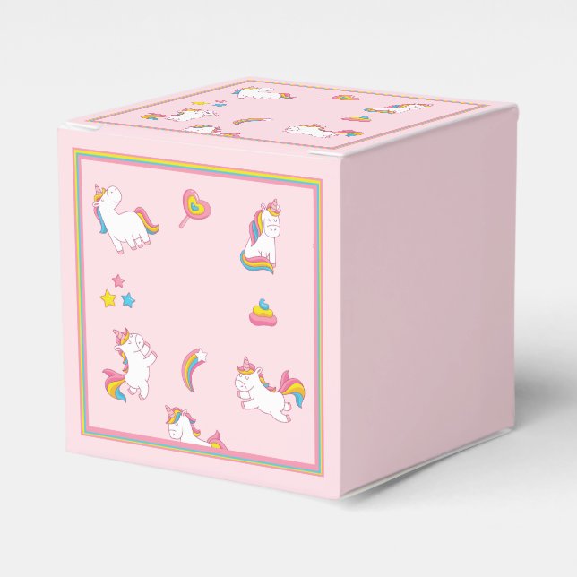 Farbenfrohe Rosa Einhörner Geschenkschachtel (Vorderseite)
