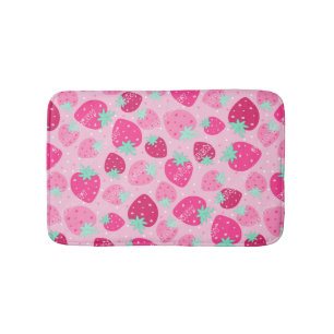 Farbenfrohe rosa Erdbeermuster Badematte