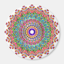 Farbenfrohe rosa Feather Mandala Boho Circle Magne Magnet