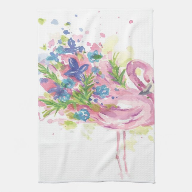 Farbenfrohe rosa Flamingo Geschirrtuch (Vertikal)