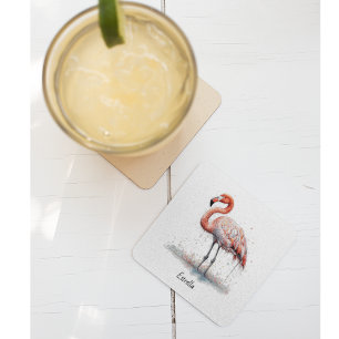 Farbenfrohe rosa Flamingo im Pointillismus-Stil Glasuntersetzer