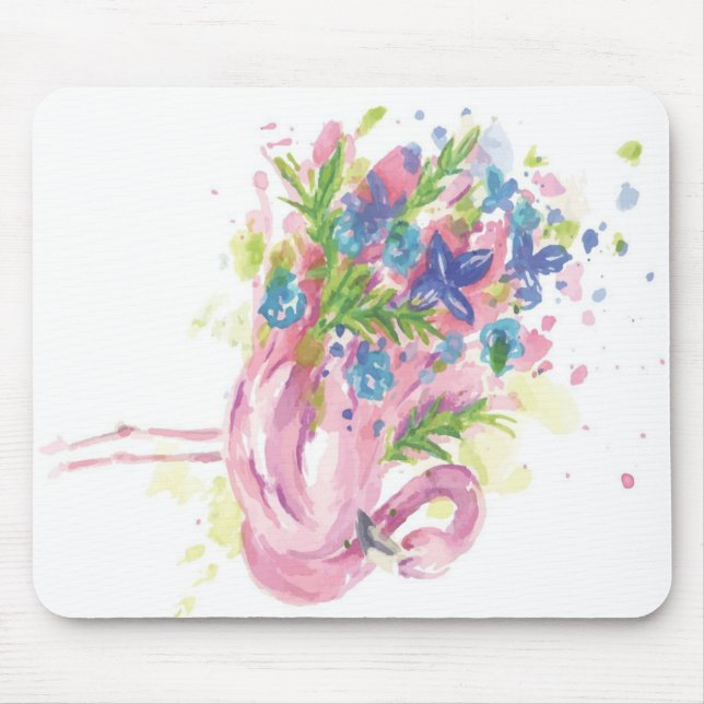 Farbenfrohe rosa Flamingo Mousepad (Vorne)