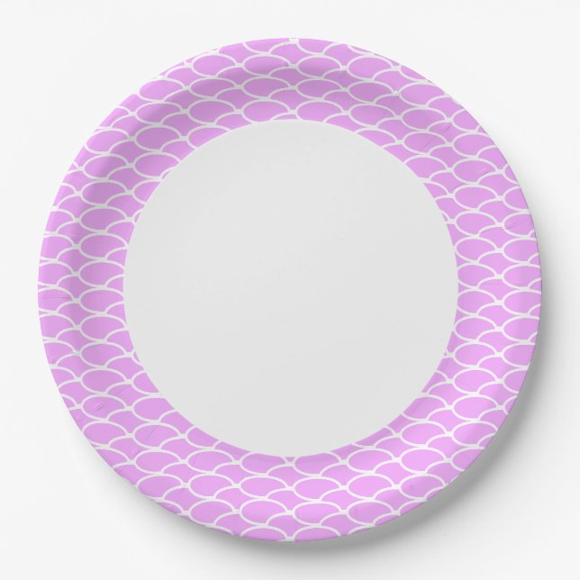 Farbenfrohe, rosa gezogene Waves Muster Rim Strip Pappteller (Vorderseite)