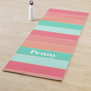 Farbenfrohe rosa grüne Personalisierte Farbstreife Yogamatte