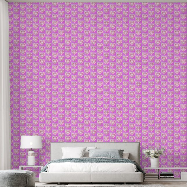 Farbenfrohe rosa Herzen Elegantes gezaubertes klei Tapete (Schlafzimmer)