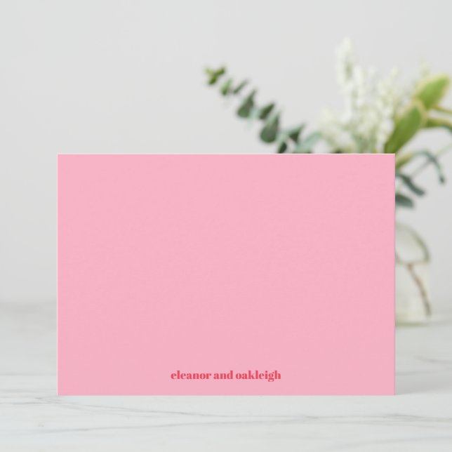 Farbenfrohe Rosa Moderne einfache Hochzeit nach Ma Dankeskarte (Stehend Vorderseite)
