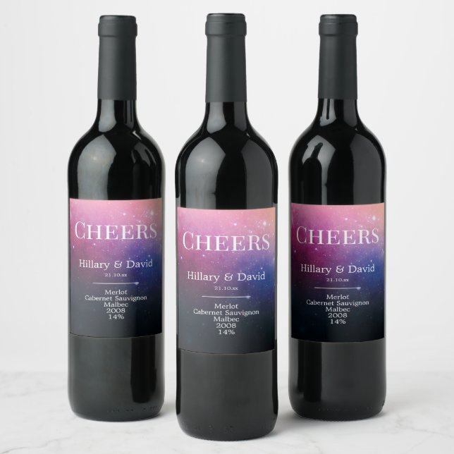 Farbenfrohe rosa Nebel Weinetikett (Flaschen)