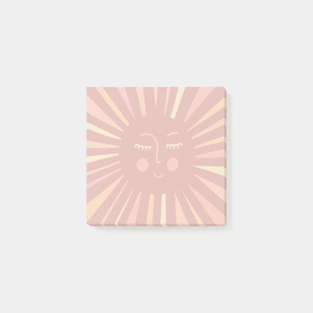 Farbenfrohe rosa Sonnenschein Moderne Sonne Niedli Post-it Klebezettel (Vorderseite)
