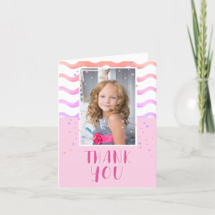 Farbenfrohe rosa Sterne Geburtstag Kinder Foto Dankeskarte