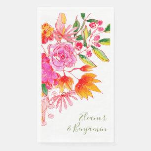Farbenfrohe rosa Wasserfarben Gewohnte Hochzeit Serviette