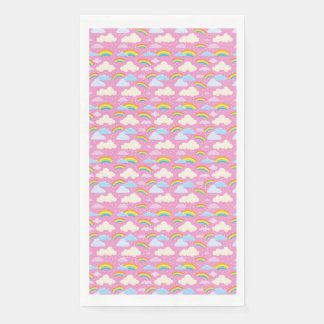 Farbenfrohe rosa Wolken und Regenbogen Serviette