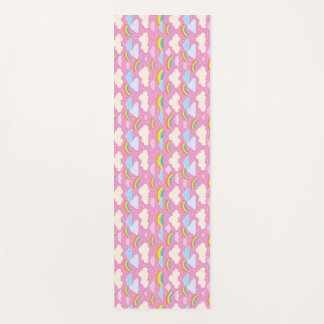 Farbenfrohe rosa Wolken und Regenbogen Yogamatte