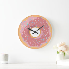 Farbenfrohe rosafarbene, pastellfarbene Donuts & S Große Wanduhr