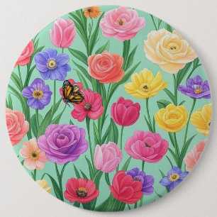 Farbenfrohe Rose Blumen/Frühling Button