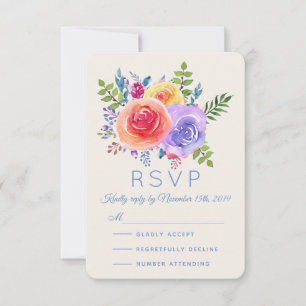 Farbenfrohe Rose Blumenzwiebeln RSVP Karte