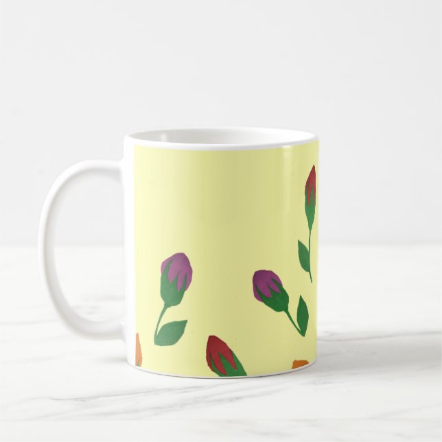Farbenfrohe Rose Buds in Gelb Kaffeetasse (Links)