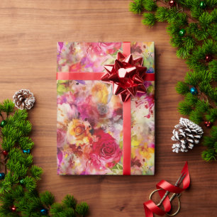 Farbenfrohe Rose Gartenanlage Geschenkpapier